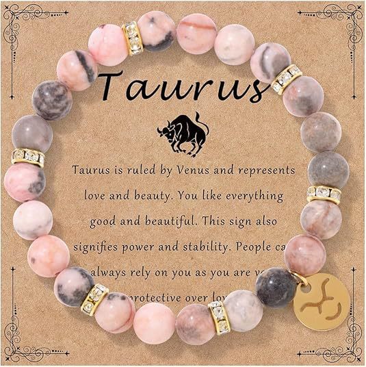 Pink Zebra Stone Zodiac Bracelet | Love Romance Attraction Astrology Fortune Jewelry