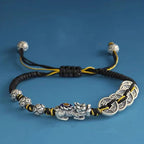 925 Sterling Silver Pixiu Bracelet | Feng Shui Wealth Attraction Chinese Coin Charm Handmade Adjustable