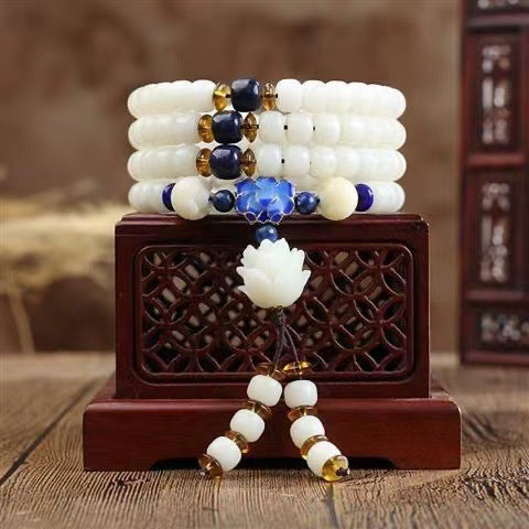 White Jade Bodhi 108 Bead Bracelet | Energy Purification Cleansing Mala