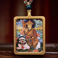 Tibetan Hand-Painted Ksitigarbha Thangka Amulet | Memorial Ancestor Agate Turquoise Protection Disaster Removal Necklace