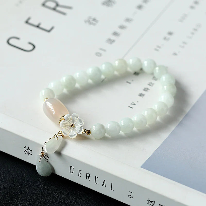 White Jade Crystal Bracelet | Emotional Calming Stress Relief Peace Protection Serenity Jewelry