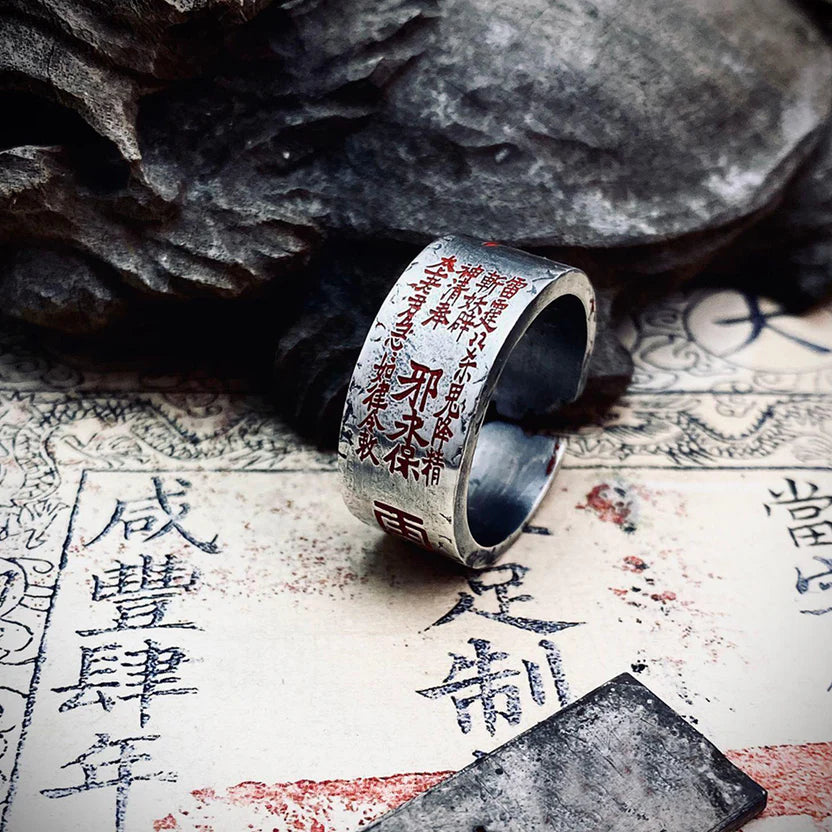 Daoist Mountain Spirit Ring | Wilderness Evil Protection Outdoor Safety Guardian Talisman Jewelry
