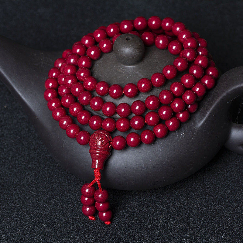 Cinnabar 108 Mala Beads | Prayer Necklace Evil Banishing Protection
