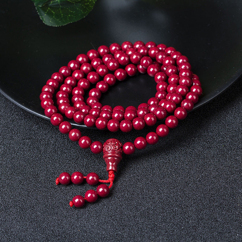Cinnabar 108 Mala Beads | Prayer Necklace Evil Banishing Protection