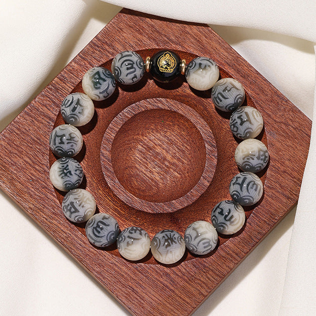 Purple Carved Crystal Bracelet | Sacred Fortune Blessing Mystical Energy Protection