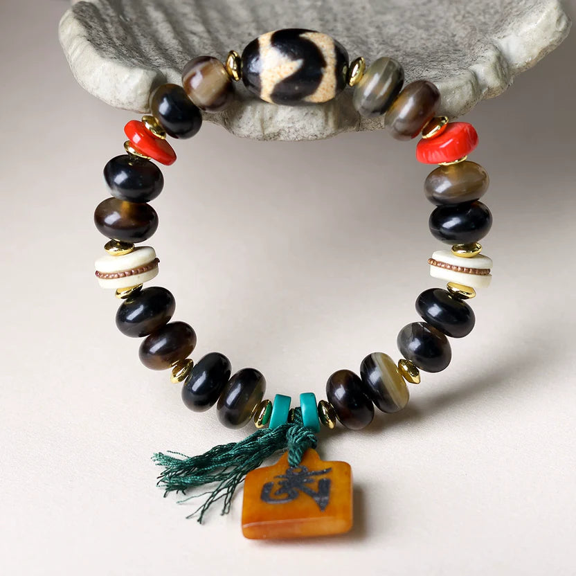 Blessed Tibetan Tortoise Bead Protection Bracelet - Sandalwood Meditation Yoga Energy Balance