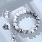 Natural Map Stone Pixiu White Jade Bracelet | Feng Shui Wealth Territory Fortune Blessing Adjustable