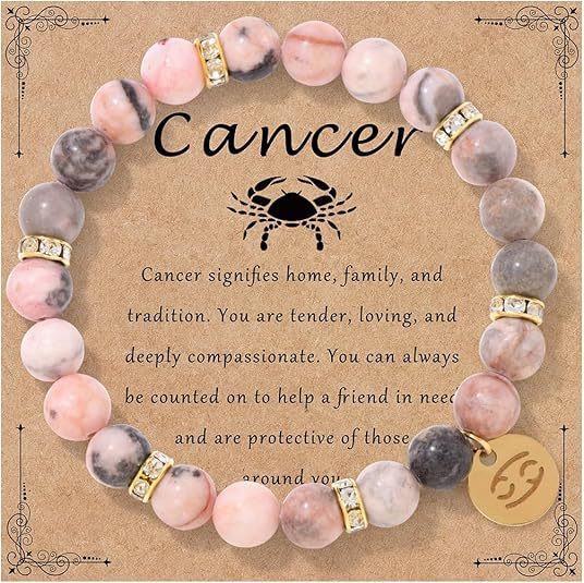 Pink Zebra Stone Zodiac Bracelet | Love Romance Attraction Astrology Fortune Jewelry