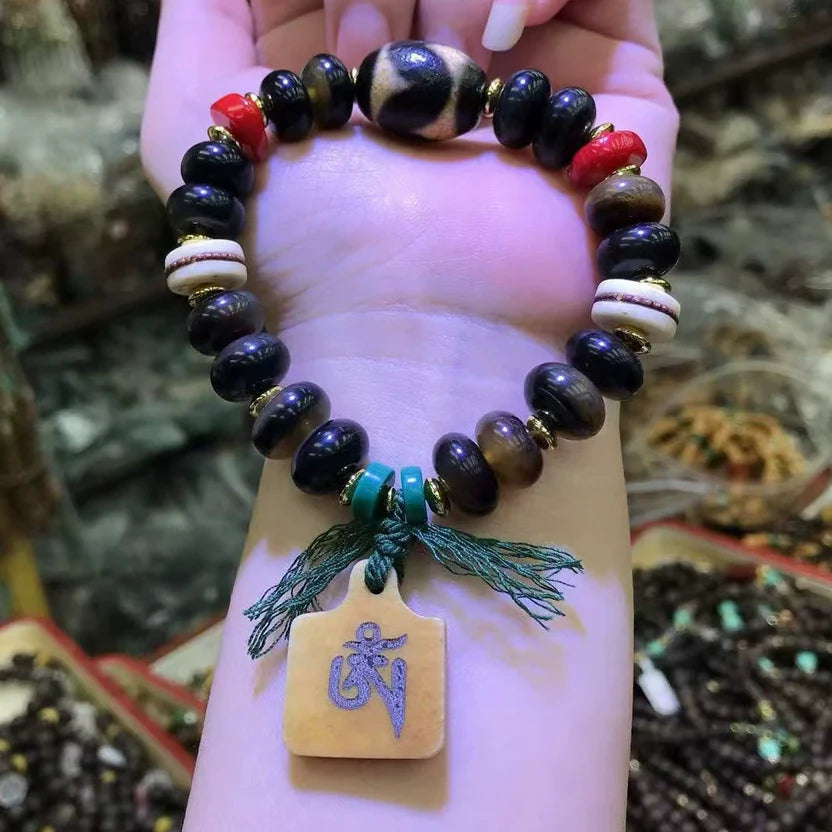 Blessed Tibetan Tortoise Bead Protection Bracelet - Sandalwood Meditation Yoga Energy Balance