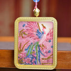 Tibetan Nine Purple Fire Pink Phoenix Thangka Amulet | Rose Quartz Agate Feminine Energy Beauty Entrepreneur Necklace