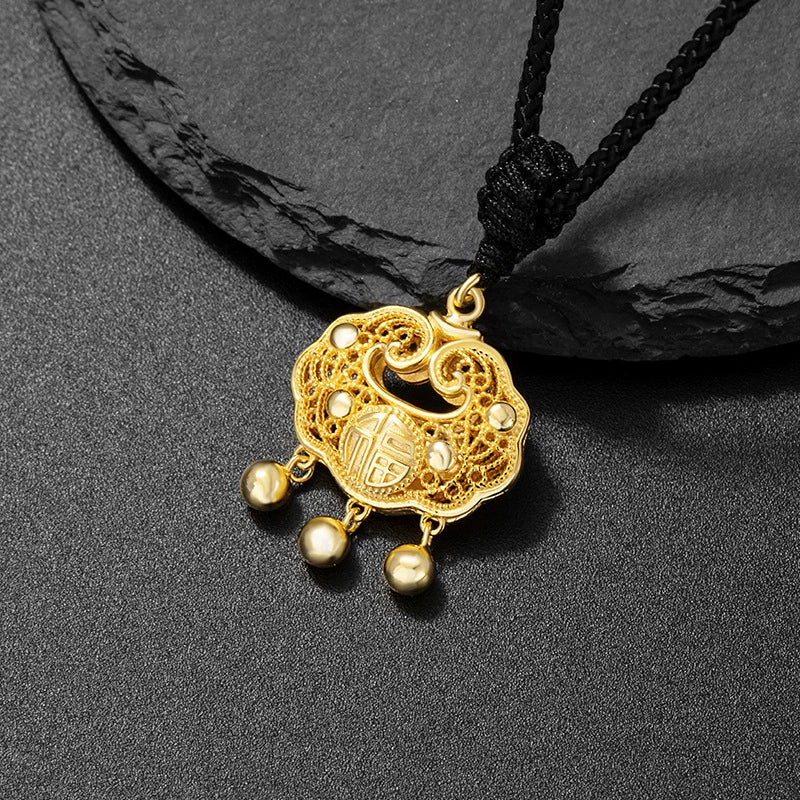 Taiji Aura Eastern Peace Lock Energy Pendant | Sterling Silver Protection Yin Yang Feng Shui Blessing Necklace