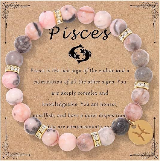 Pink Zebra Stone Zodiac Bracelet | Love Romance Attraction Astrology Fortune Jewelry