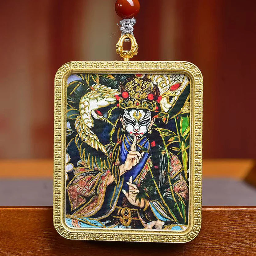 Tibetan White Crane Child Thangka Amulet | Fertility Pregnancy Protection Red Agate Turquoise Guanyin Blessing Necklace