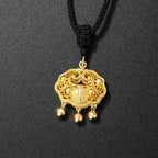 Taiji Aura Eastern Peace Lock Energy Pendant | Sterling Silver Protection Yin Yang Feng Shui Blessing Necklace