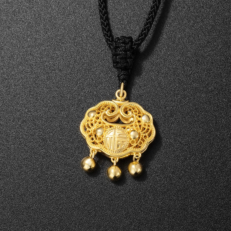 Taiji Aura Eastern Peace Lock Energy Pendant | Sterling Silver Protection Yin Yang Feng Shui Blessing Necklace