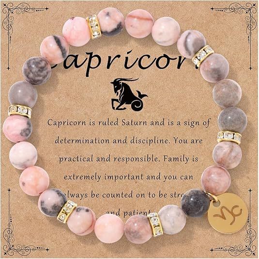 Pink Zebra Stone Zodiac Bracelet | Love Romance Attraction Astrology Fortune Jewelry