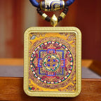 Tibetan Mandala Thangka Amulet | Meditation Jewelry Wealth Attraction Dzi Agate Energy Balance Necklace