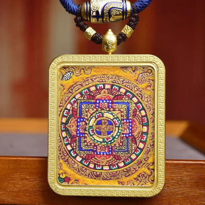 Tibetan Mandala Thangka Amulet | Meditation Jewelry Wealth Attraction Dzi Agate Energy Balance Necklace