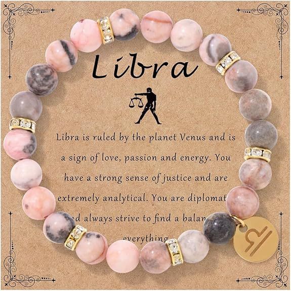 Pink Zebra Stone Zodiac Bracelet | Love Romance Attraction Astrology Fortune Jewelry