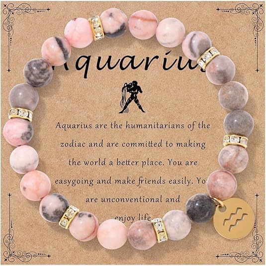 Pink Zebra Stone Zodiac Bracelet | Love Romance Attraction Astrology Fortune Jewelry