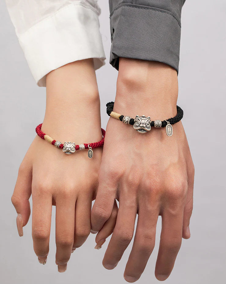 925 Sterling Silver Lion Couple Bracelet | Eternal Love Protection Matching His Hers