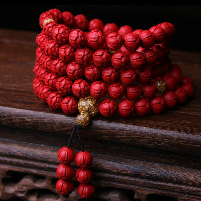 Cinnabar Lotus 108 Bead Bracelet | Protection Purification Sacred Energy Mala