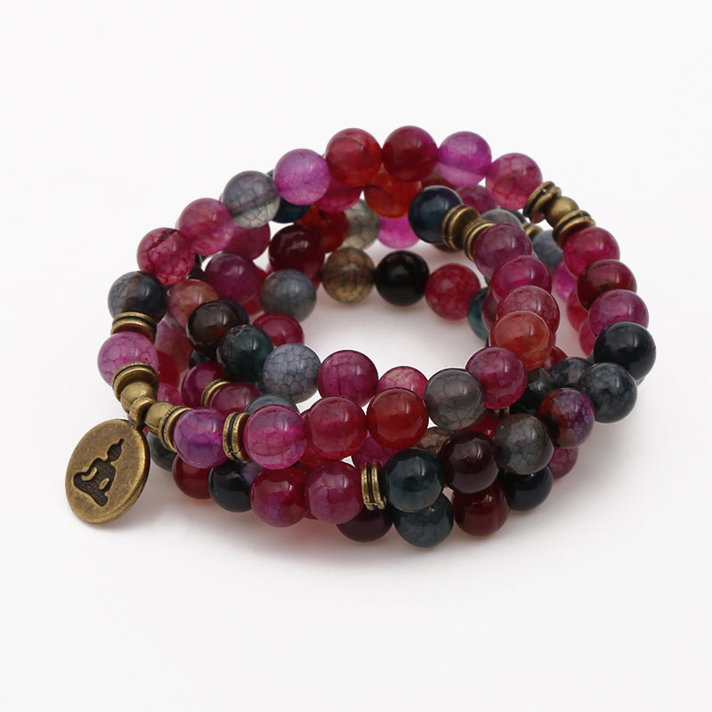 Tourmaline Agate 108 Bead Bracelet | Emotional Balance Deep Meditation Mala