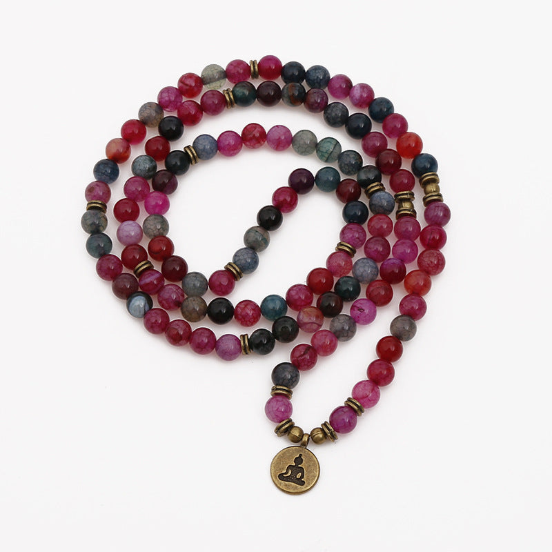 Tourmaline Agate 108 Bead Bracelet | Emotional Balance Deep Meditation Mala