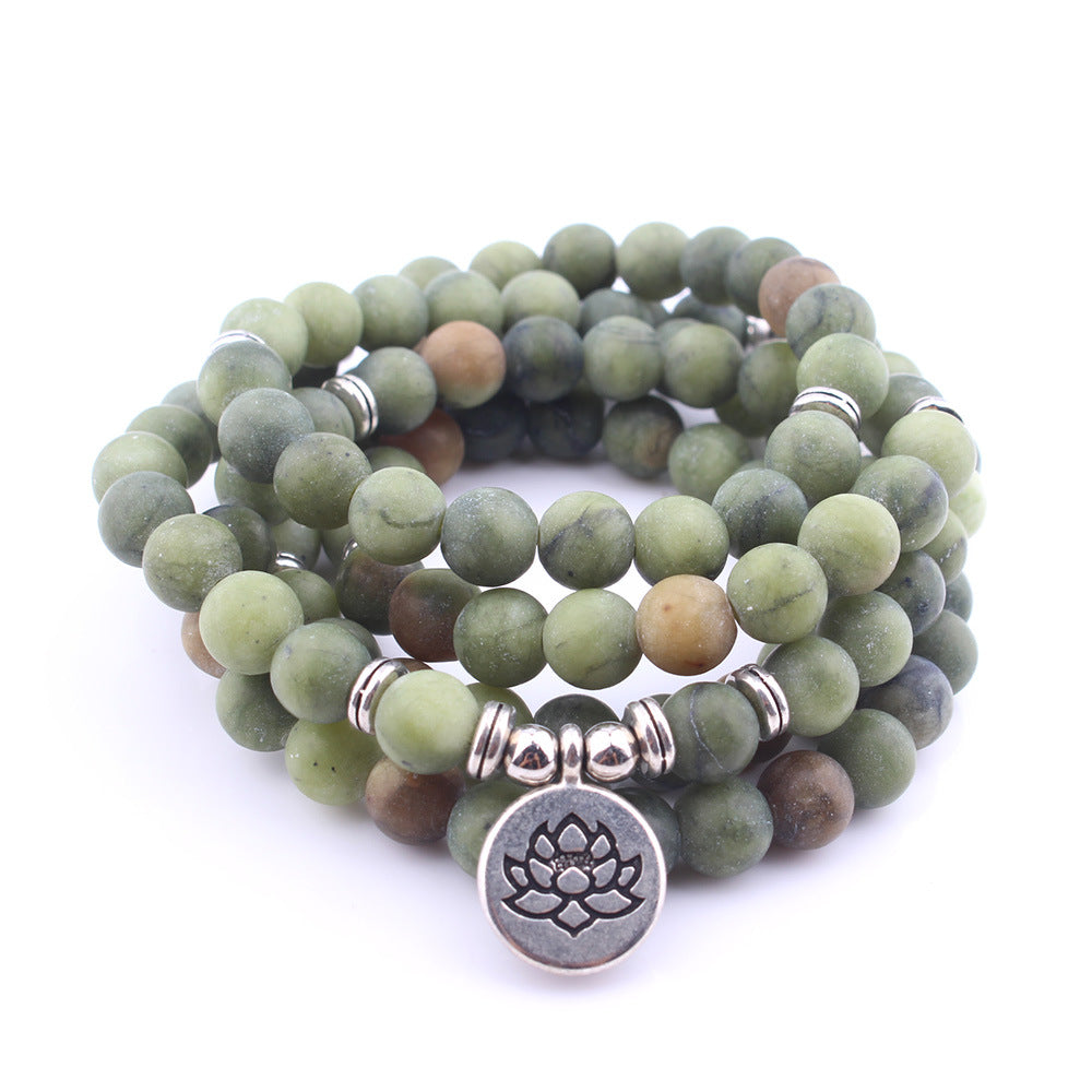 Southern Jade 108 Bead Bracelet | Grounding Nature Harmony Lotus Mala