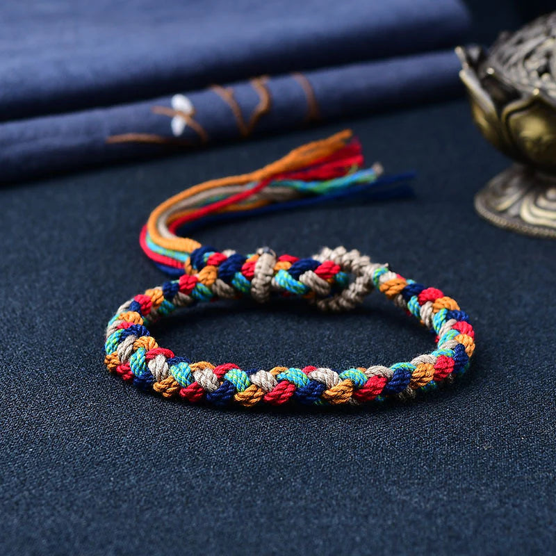 Tibetan Colorful Prayer Beads Bracelet | Chakra Healing Meditation Protection Handwoven