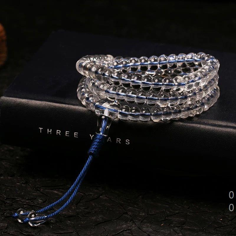 Clear Quartz 108 Abacus Bead Bracelet | Meditation Mind Clarity Energy Stone