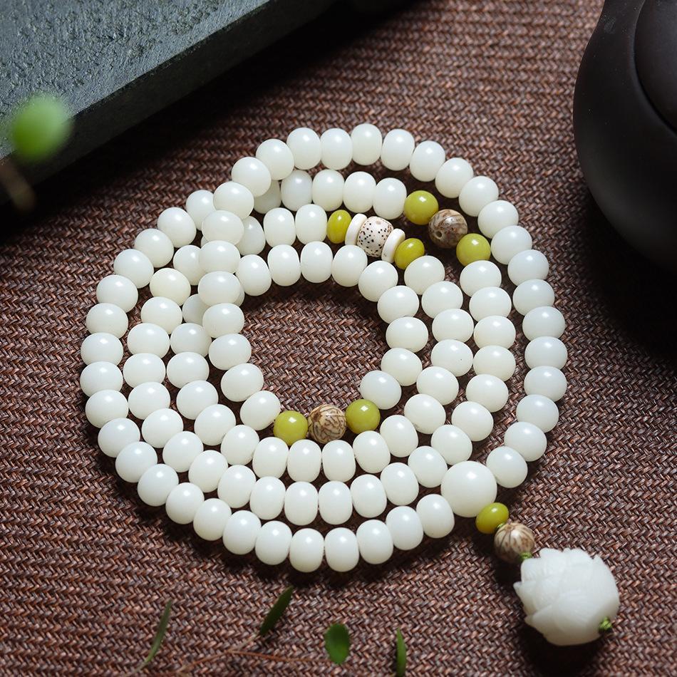 White Jade Bodhi 108 Bead Bracelet | Spiritual Purification Mental Clarity Mala