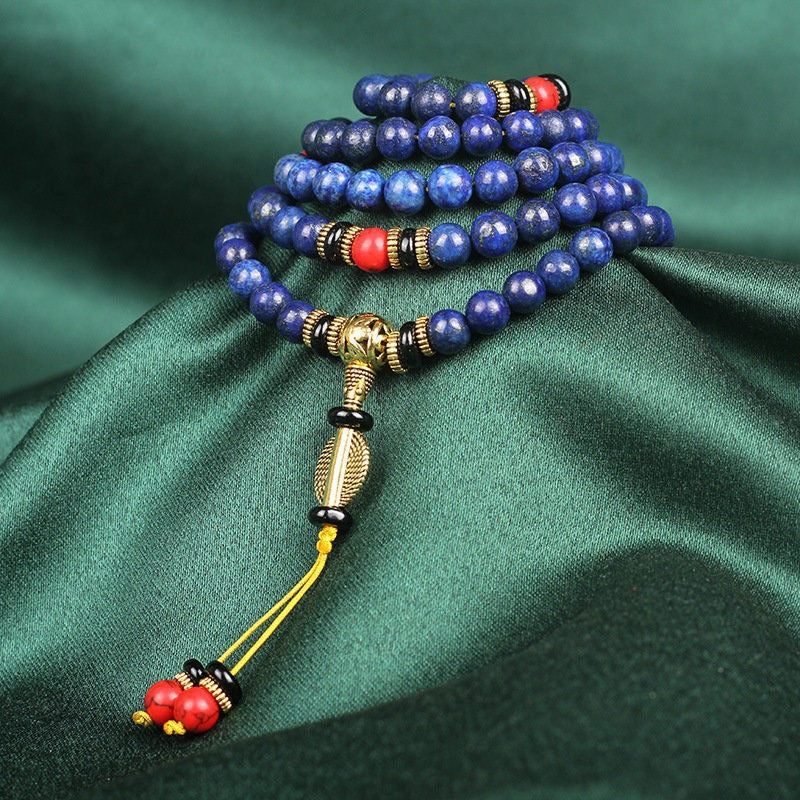 Lapis Lazuli 108 Bead Bracelet | Third Eye Intuition Wisdom Awakening Mala