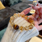 Citrine Tiger Eye Crystal Bracelet | Wealth Attraction Leadership Prosperity Energy Jewelry