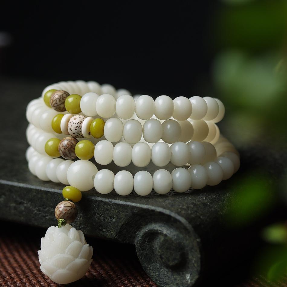 White Jade Bodhi 108 Bead Bracelet | Spiritual Purification Mental Clarity Mala