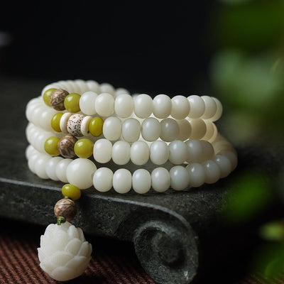 White Jade Bodhi 108 Bead Bracelet | Spiritual Purification Mental Clarity Mala