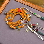 Tibetan Yak Bone 108 Barrel Beads Prayer Bracelet | Wealth Protection Fortune Meditation Mala Jewelry