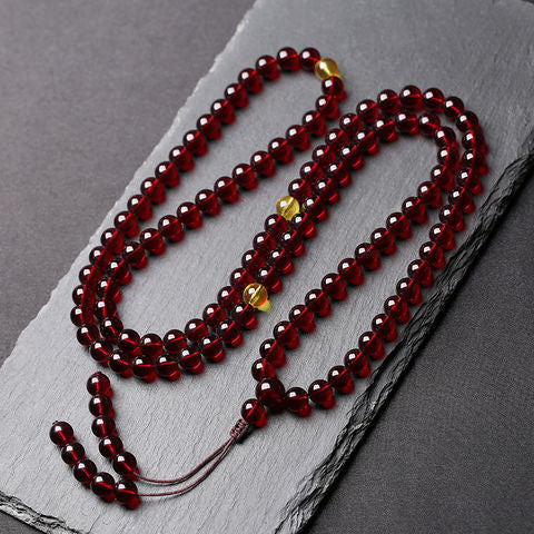 Blood Amber 108 Bead Bracelet | Vitality Energy Circulation Boost Mala