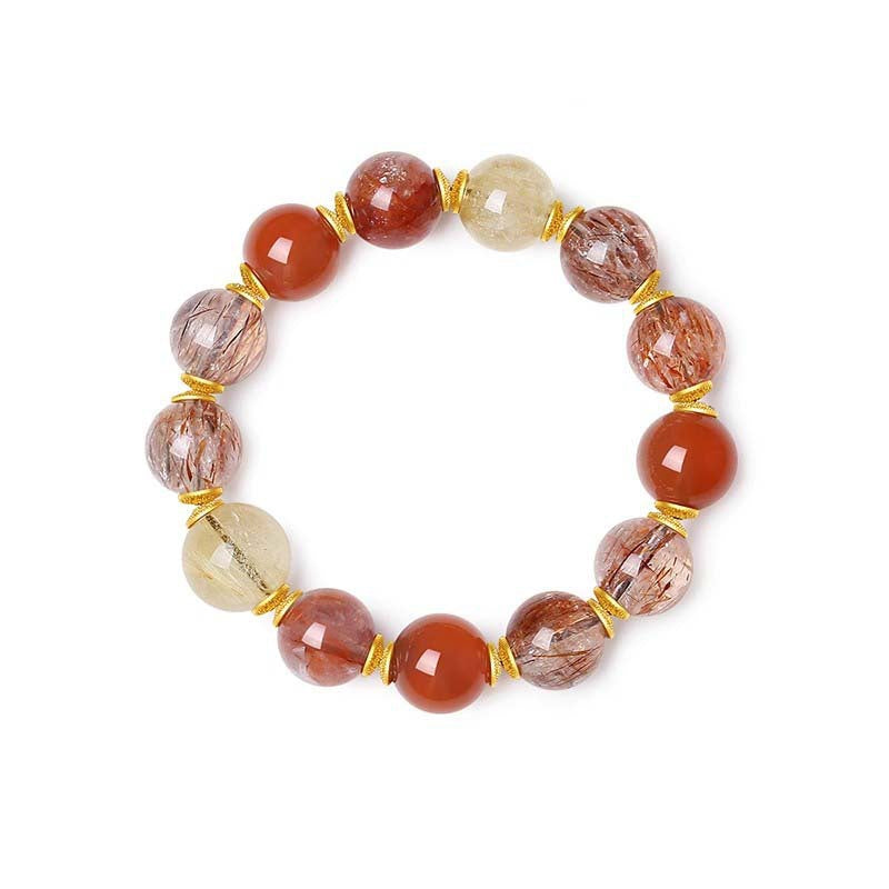 Golden Rutilated Quartz Super Seven Bracelet | Wealth Fortune Multi-Crystal Jewelry