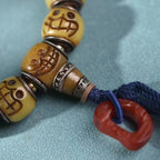 Camel Bone Happy Buddha Triple Wrap Bracelet | Vajra Bell Meditation Joyful Spiritual Jewelry
