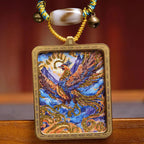 Tibetan Nine Purple Fire Phoenix Thangka Amulet | Career Success Wealth Prosperity Agate Dzi Opportunity Necklace