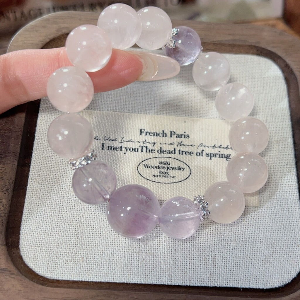 Rose Quartz Lavender Amethyst Bracelet | Emotional Love Peace Gentle Crystal Jewelry