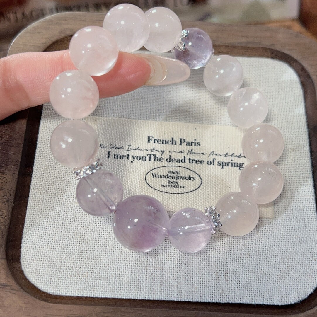 Rose Quartz Lavender Amethyst Bracelet | Emotional Love Peace Gentle Crystal Jewelry