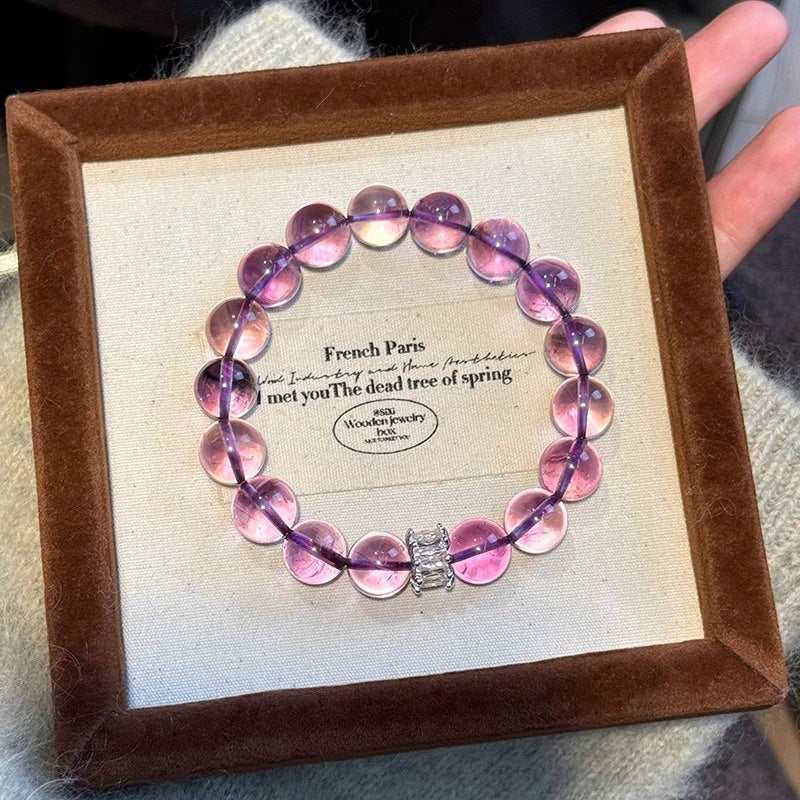 Brazilian Amethyst Crystal Bracelet | Fortune Transformation Luck Prosperity Bow Jewelry
