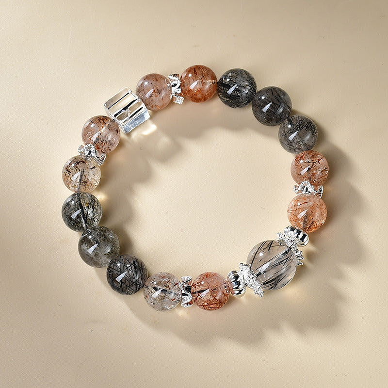 Black Rutilated Quartz Crystal Bracelet | Protection Energy Shield Grounding Faceted Jewelry
