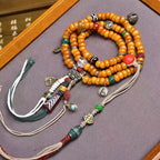 Tibetan Yak Bone 108 Barrel Beads Prayer Bracelet | Wealth Protection Fortune Meditation Mala Jewelry