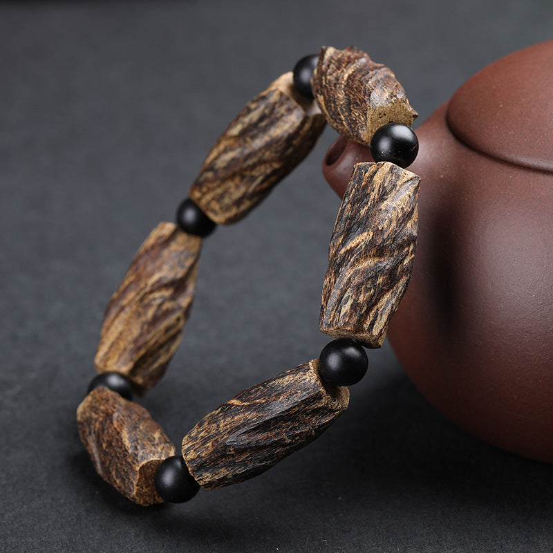 Agarwood Meditation Bracelet | Natural Rustic Calming Stress Relief Wood Prayer Beads Jewelry