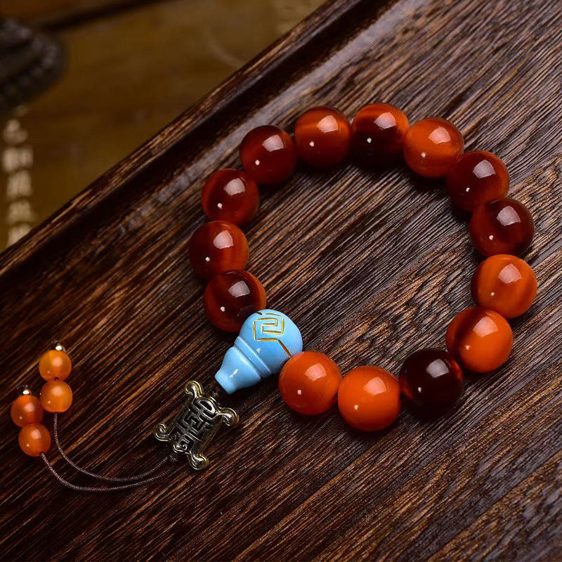 Natural Mountain Turtle Sugarcane Texture Bracelet | Golden Armor Stone Turquoise Vintage Unisex Adjustable Jewelry