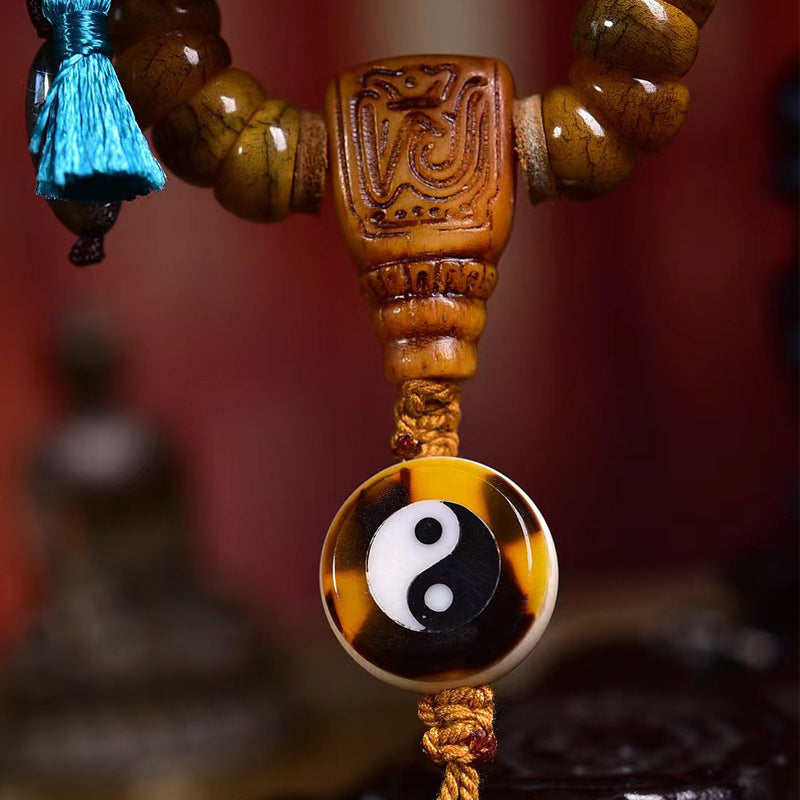 Tibetan Vintage Camel Bone 108 Prayer Beads Bracelet | Tai Chi Guardian Meditation Mala Spiritual Jewelry