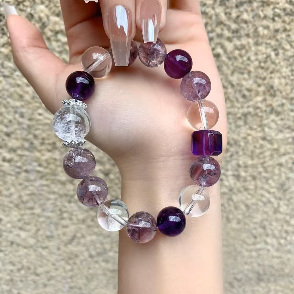 Amethyst Gradient Crystal Bracelet | Fortune Blessing Spiritual Prosperity Purple Energy Jewelry